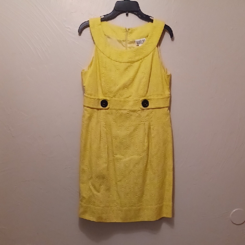 Robbie Bee Yellow Mini Dress with Button Accents